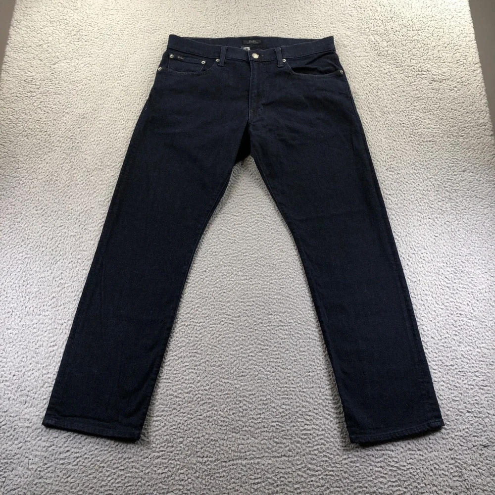 Polo Ralph Lauren Jeans Mens 32x30 Blue Hampton Relaxed Straight Dark Wash Denim
